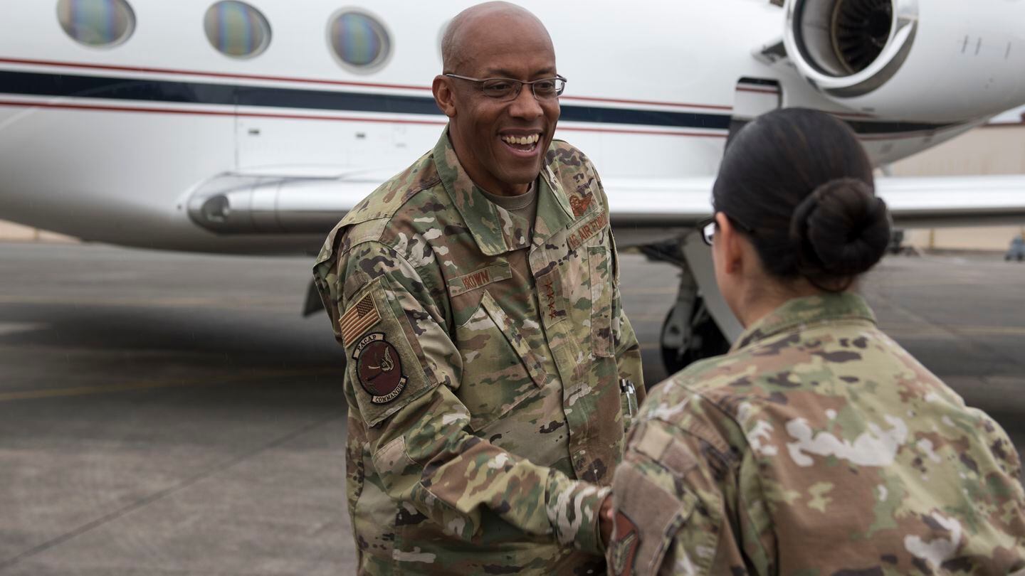 Gen. CQ Brown, Jr., then commander of Pacific Air Forces, arrives at Yokota Air Base, Japan, Nov. 13, 2019. President Biden on May 25 announced Brown is his choice to be the next chairman of the Joint Chiefs of Staff. (Senior Airman Jessica Avallone/Air Force)