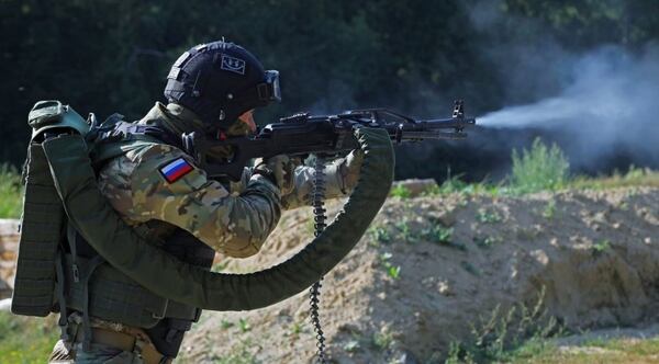 Russian firm Front Tactical Systems designed an ammunition backpack and machine gun belt feeder for 550 7.62x54 R rounds. The system has been spotted with Russian SSO troops in Syria. (Front Tactical Systems/Twitter)