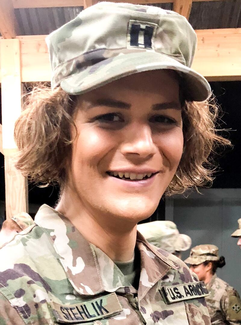 Army Capt. Alivia Stehlik deployed to Afghanistan this winter - to take the place of another service member who could not deploy. She is transgender, and will testify before Congress Wednesday on the impact the White House policy has had on her and other transgender service members. (Contributed photo)