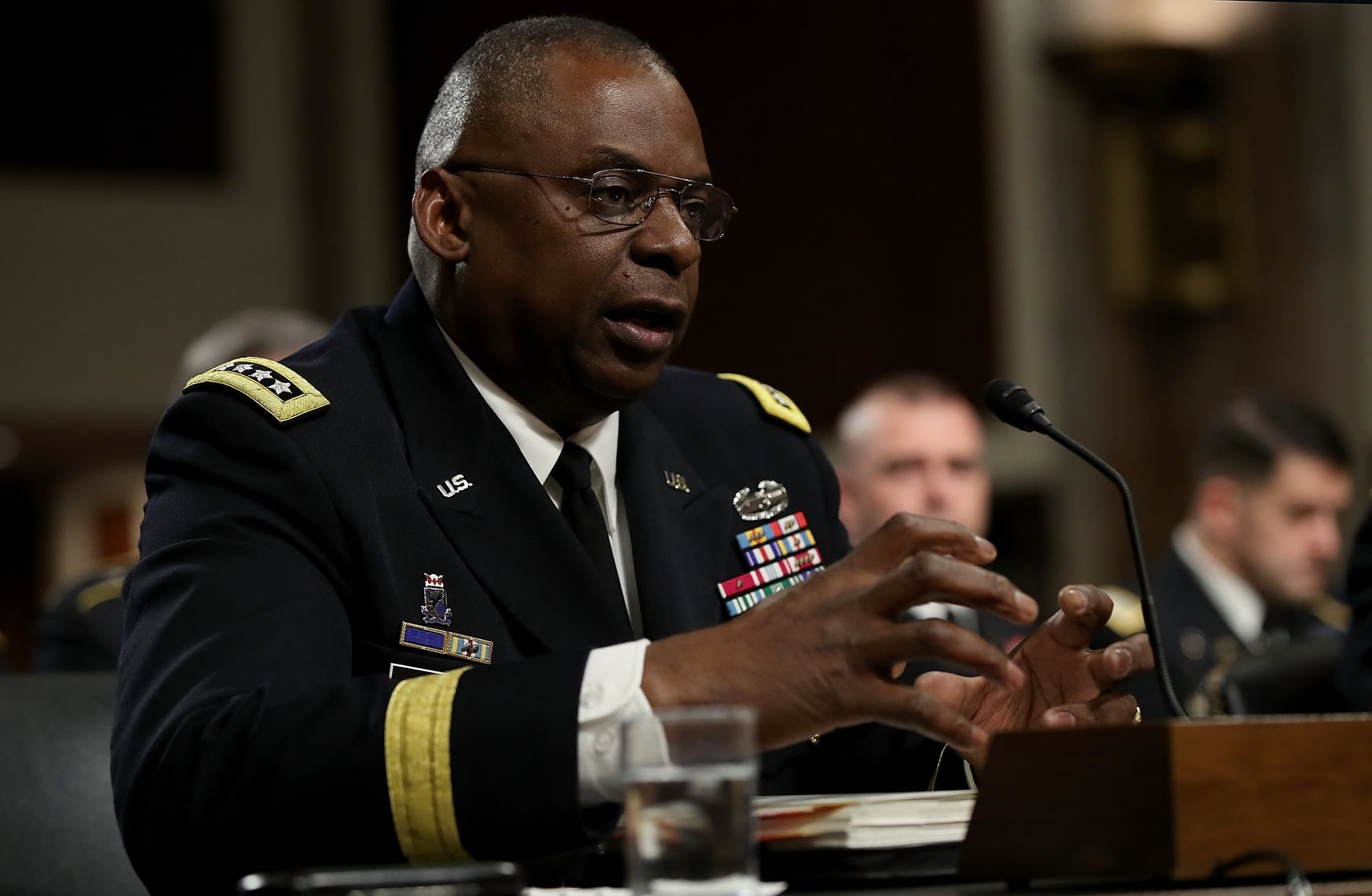 FILE- In this March 8, 2016, file photo, then-Army Gen. Lloyd Austin III, commander of the U.S. Central Command, testifies before the Senate Armed Services Committee in Washington, DC. (Photo by Win McNamee/Getty Images)
