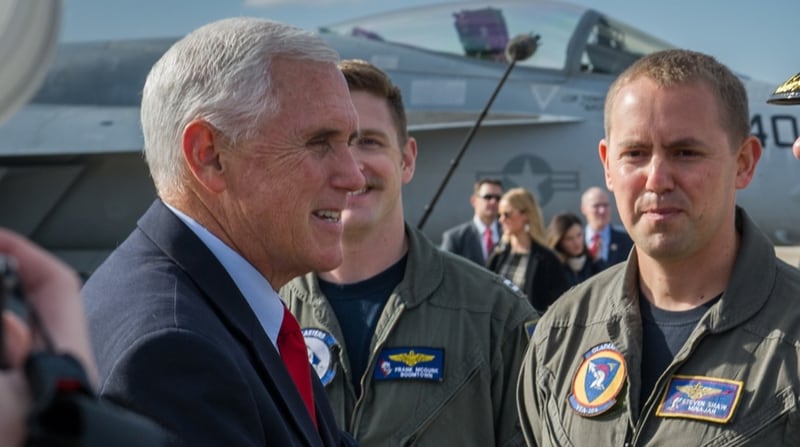 Vice President Mike Pence greets officers, including Lt. Steven 