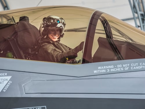 Capt. Anneliese Satz conducts pre-flight checks prior to a training flight aboard Marine Corps Air Station Beaufort, March 11. Satz graduated the F-35B Lighting II Pilot Training Program June and will be assigned to Marine Fighter Attack Squadron 121 in Iwakuni, Japan. (Sgt. Ashley Phillips/Marine Corps)