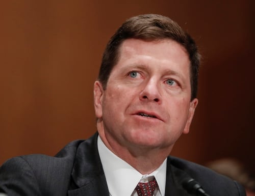 In this March 23, 2017, file photo, Securities and Exchange Commission (SEC) Chairman nominee Jay Clayton testifies on Capitol Hill in Washington at his confirmation hearing before the Senate Banking Committee. The SEC says a cyber breach of a filing system it uses may have provided the basis for some illegal trading in 2016. In a statement posted Wednesday, Sept. 20, evening on the SEC’s website, Clayton says a review of the agency’s cybersecurity risk profile determined that the previously detected “incident” was caused by “a software vulnerability” in its EDGAR filing system. (AP Photo/Pablo Martinez Monsivais, File)