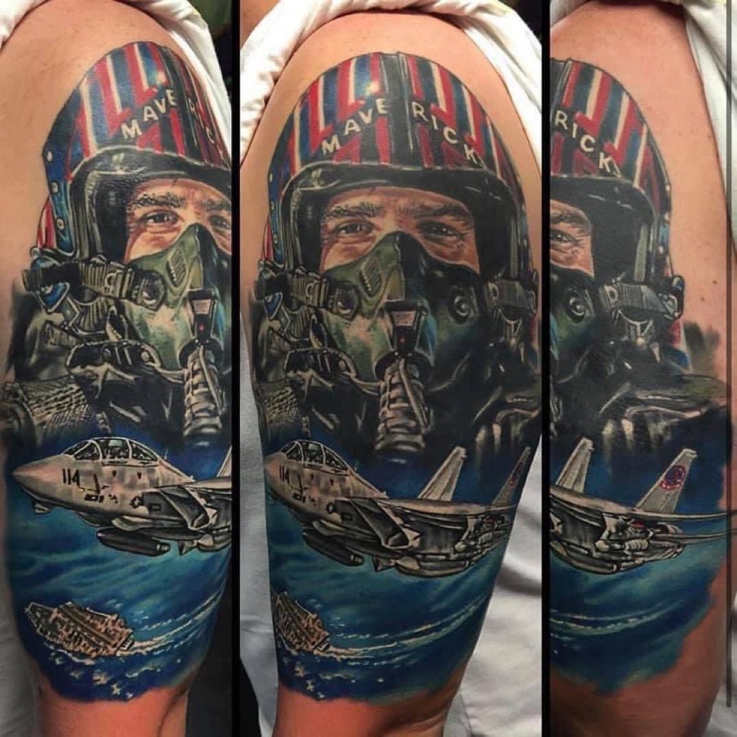 Kenny Niel's tattoo by Josh Bodwell features Maverick from 