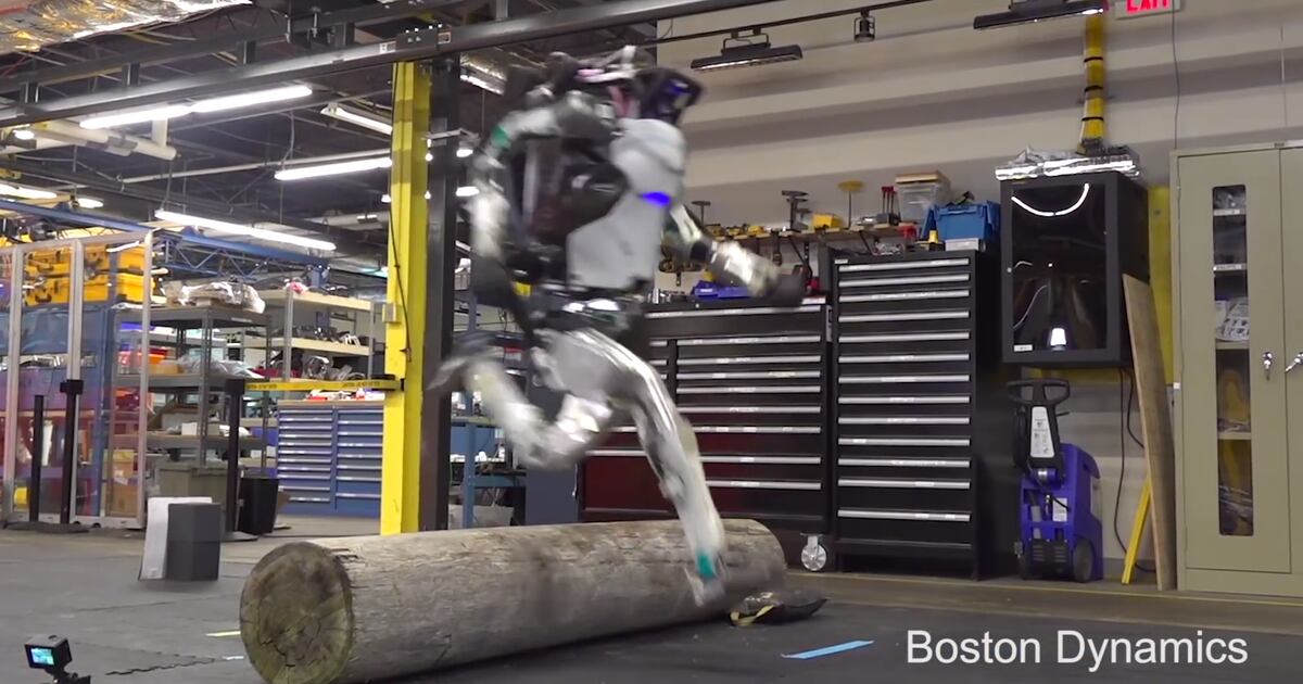 Watch Boston Dynamics Atlas Robot Run And Jump Over Obstacles