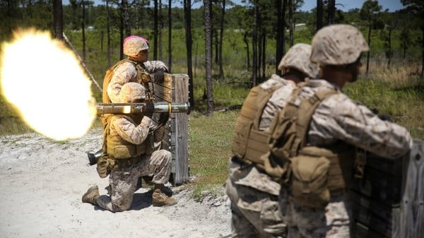 Marines with 1st Battalion, 8th Marine Regiment fire an AT-4 anti-tank weapon during a live-fire rocket range aboard Camp Lejeune, North Carolina, May 5, 2015. (Cpl. Kirstin Merrimarahajara/Marine Corps)