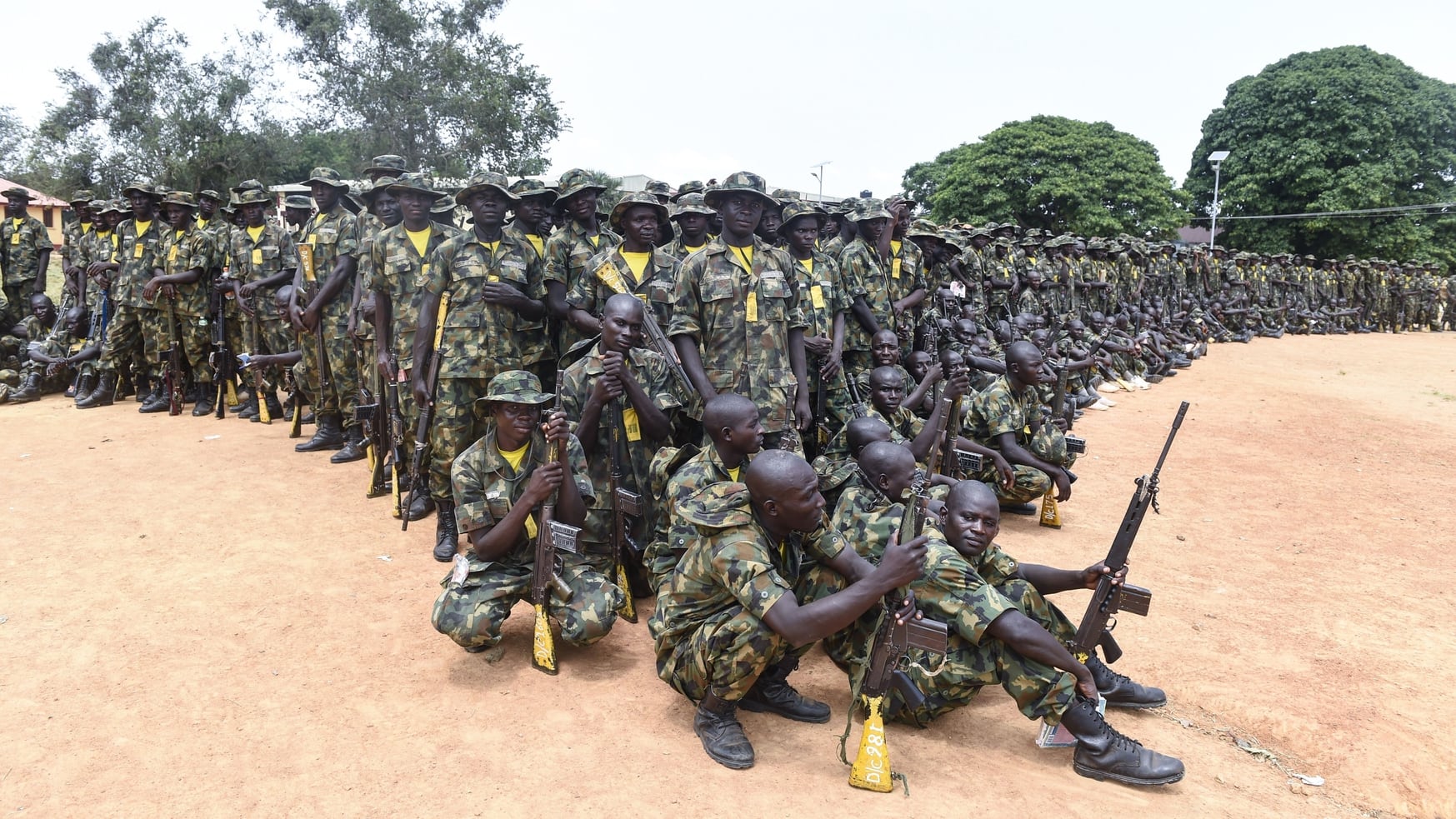 Recruits undergo training at the headquarters of the Depot of the Nigerian Army in Zaria, Kaduna State in north-central Nigeria, on Oct. 5, 2017. The Nigerian Army train recruits to tackle the threat of the Islamist group Boko Haram. (Pius Utomi Ekpei/AFP via Getty Images)