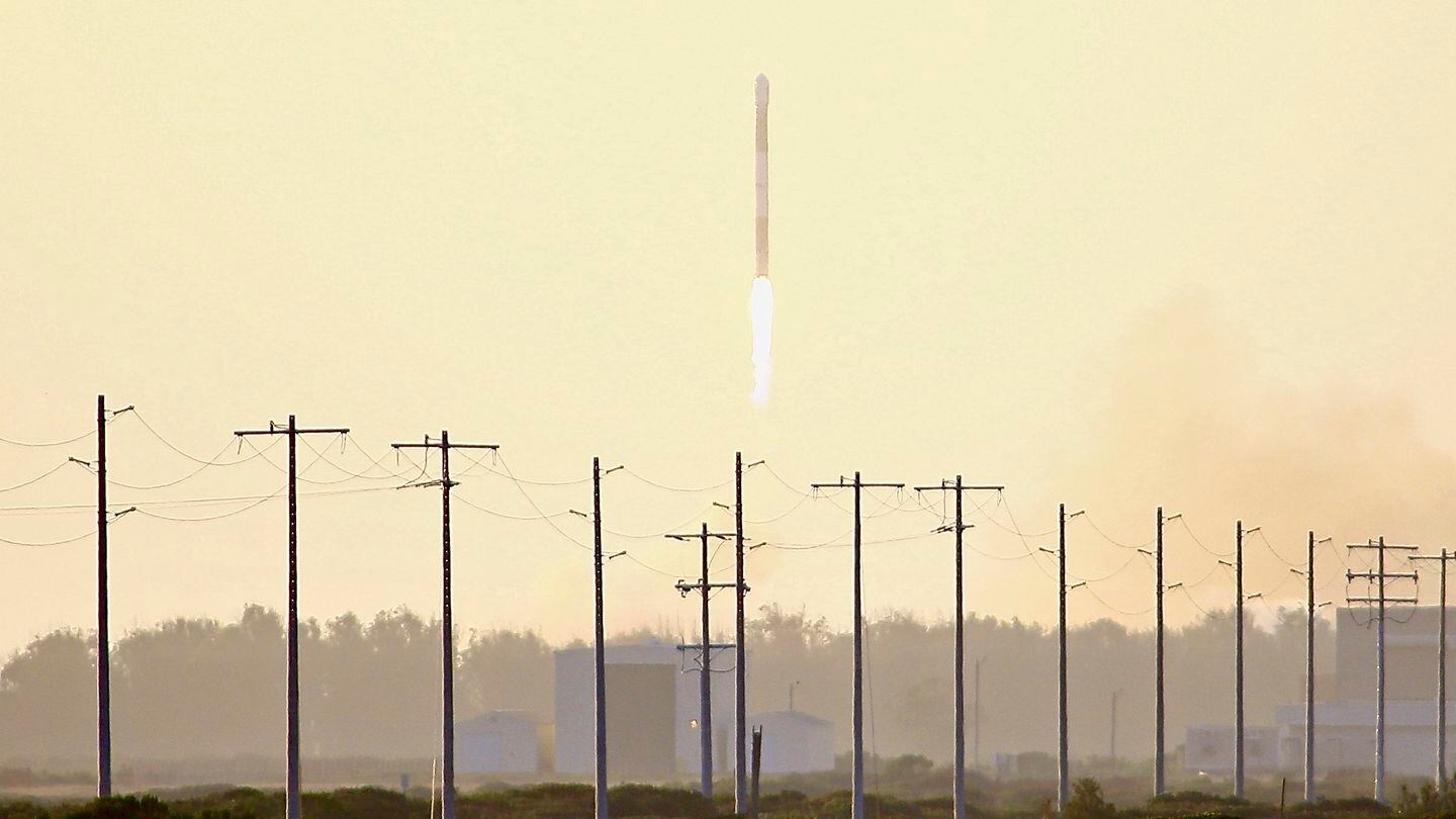 Firefly Aerospace's Alpha rocket is seen lifting off from Vandenberg Space Force Base along the central California coast in September of 2021. (AP Photo/Matt Hartman)