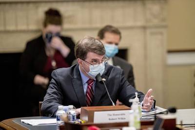 Veterans Affairs Secretary Robert Wilkie speaks during a House Appropriations Subcommittee on Military Construction, Veterans Affairs, and Related Agencies hearing on Capitol Hill in Washington,