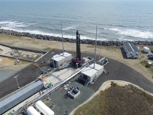 Rocket Lab's Electron launch vehicle rolled out to the Launch Complex 2 pad at the Mid-Atlantic Regional Spaceport in Wallops, Virginia for the first time. (Rocket Lab)