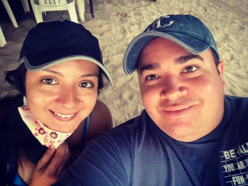 Navy veteran Jesse Rivera (right) and his fiancé Liliana (left) pose for a picture in his Puerto Vallarta, Mexico, home last summer. Rivera is a disabled veteran who receives health care through the Veterans Affairs Foreign Medical Program, but that does not include any coronavirus testing or treatment. (Photo courtesy of Jesse Rivera)