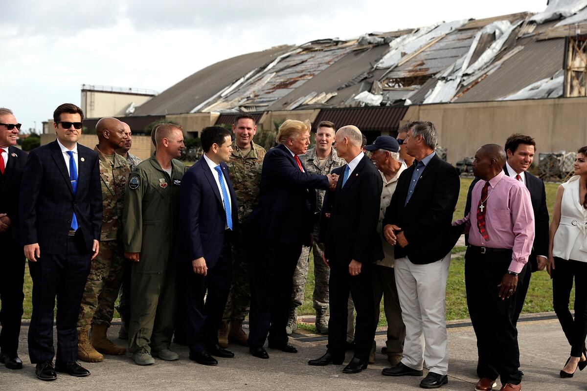 Trump surveys hurricane damage at Tyndall Air Force Base