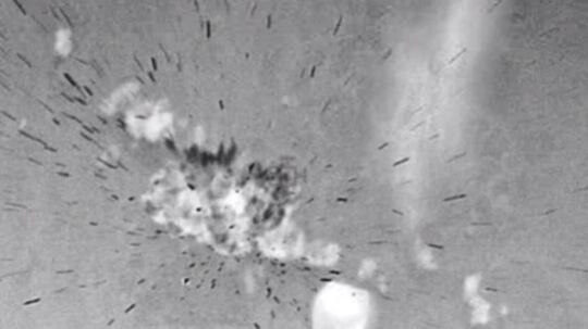 A U.S. Special Operations Command Central AC-130W Stinger II gunship engages a target during an exercise with the U.S. Navy 5th Fleet's coastal patrol ship Monsoon in the Persian Gulf on March 8, 2020. (Navy)