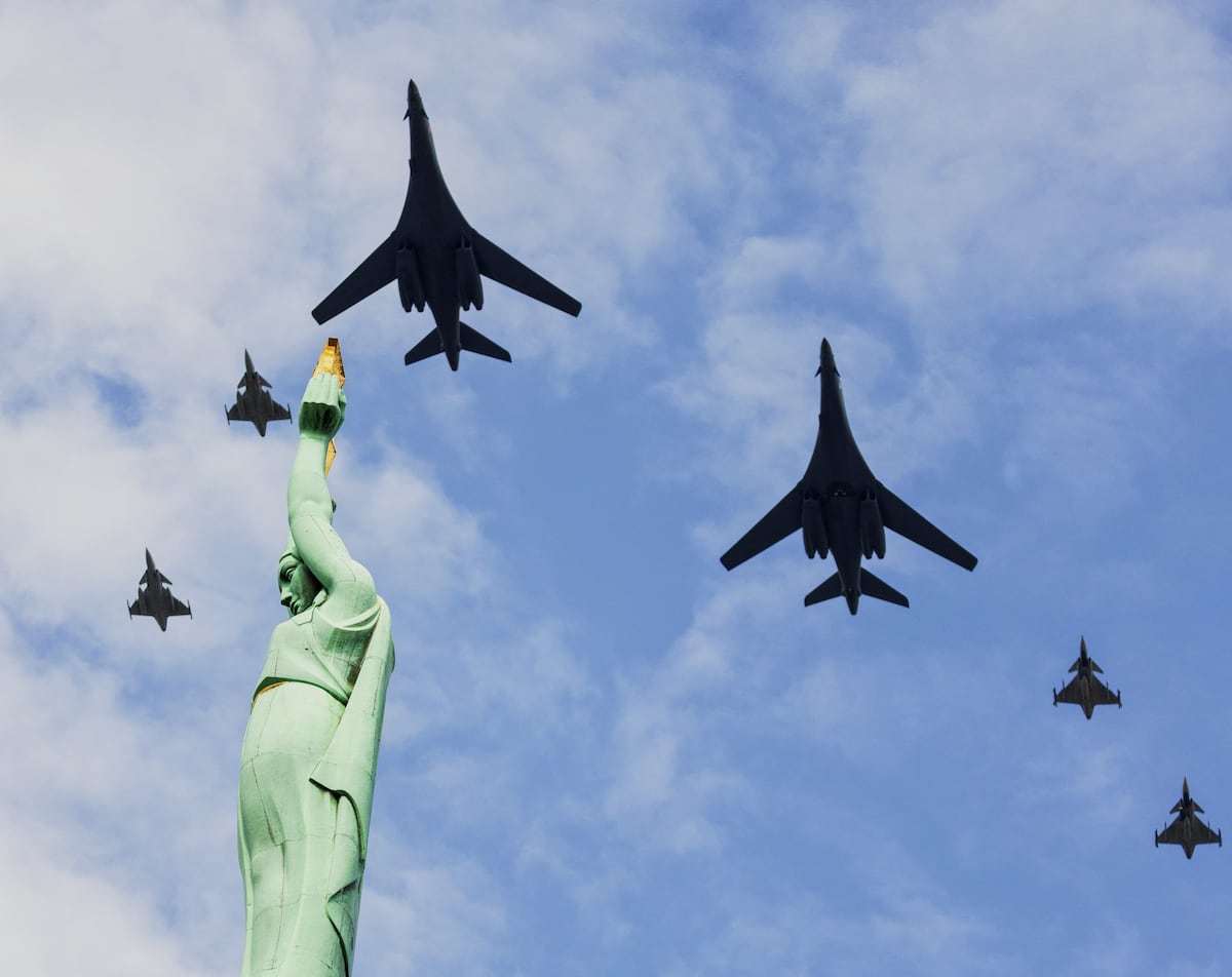 B-1 bombers, NATO fighters fly over Latvia to show unified force