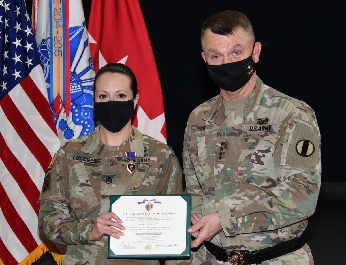 Two soldiers awarded Valentine's Day Purple Hearts for injuries in 2020  Iranian missile attack, image size:1200x919