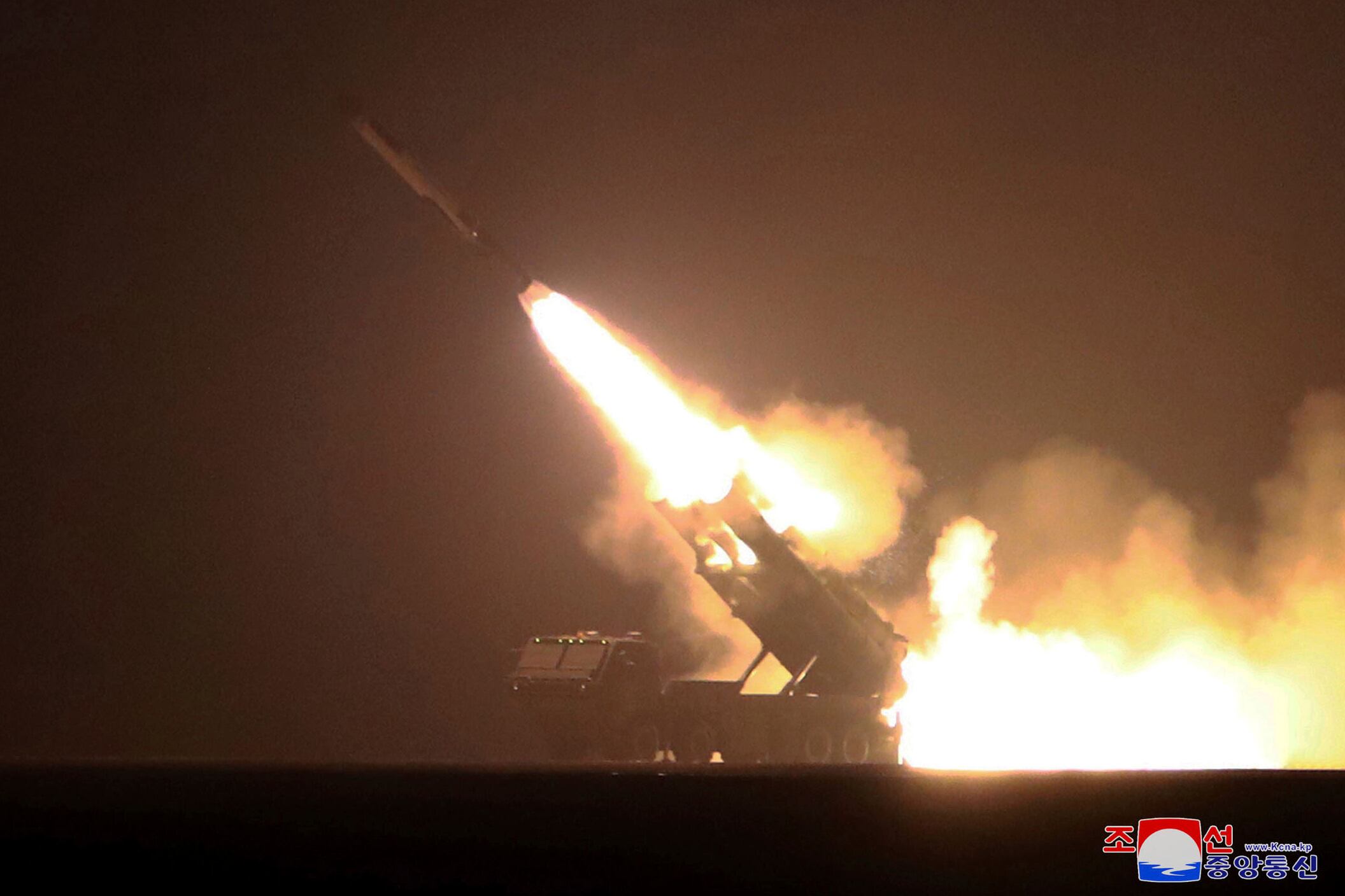 This photo provided by the North Korean government shows what it says is a launching drill of a cruise missile at an undisclosed location in North Korea on early Thursday, Feb. 23, 2023.