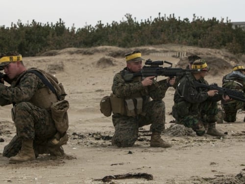 Senior defense officials told NBC News that those two exercises were both for ensuring troops from both countries remained vigilant and for deterring potential aggression from neighboring North Korea. (Lance Cpl. Andrew M. Blanco/Marine Corps)