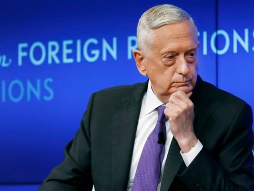 In this Sept. 3, 2019, file photo, former U.S. Secretary of Defense Jim Mattis listens to a question during his appearance at the Council on Foreign Relations in New York. (Richard Drew/AP)