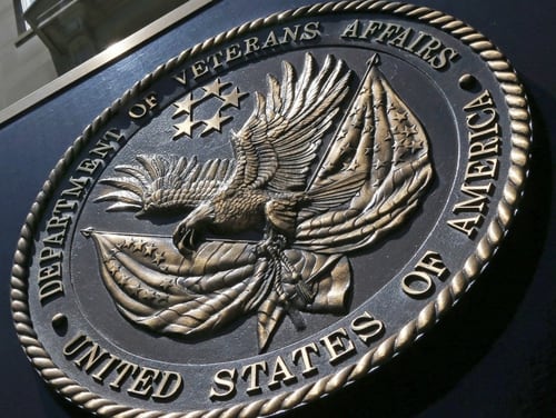 The seal affixed to the front of the Department of Veterans Affairs building in Washington, D.C. is shown in June 2013. (Charles Dharapak/AP)