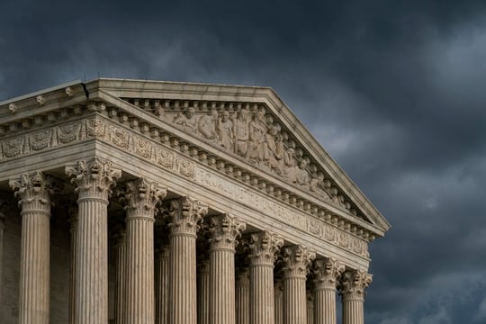The Supreme Court is seen under stormy skies in Washington, Thursday, June 20, 2019. (AP Photo/J. Scott Applewhite)