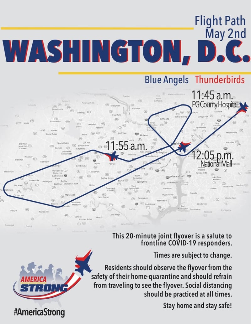 Washington area flight route (America Strong)