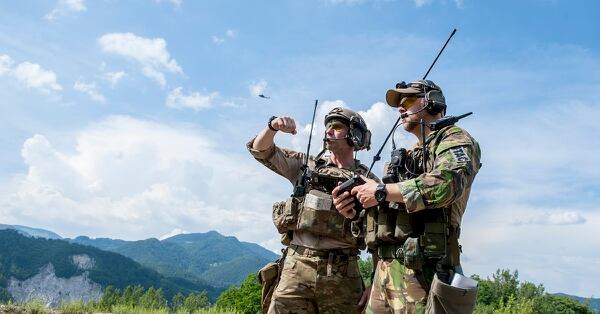 A U.S. and Slovenian Joint terminal attack controller conduct close air support training utilizing a tablet device in 2018. (Staff Sgt. Michelle Y. Alvarez-Rea/Air Force)