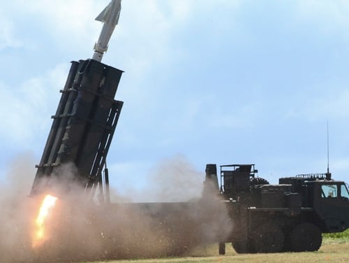 Members of the Western Artillery of the Japan Ground Self-Defense Force launch a surface-to-ship missile from the Pacific Missile Range Facility Barking Sands, July 12, toward the decommissioned USS Racine, positioned at sea. The SSM was shot in conjunction with the High Mobility Artillery Rocket System from the 17th Field Artillery Brigade, headquarters of the U.S. Army’s Multi Domain Task Force Pilot Program. (Capt. Rachael Jeffcoat/Army)