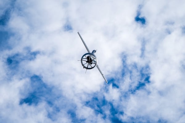 A view of Martin UAV's V-Bat taking off in vertical flight. (Photo courtesy of Martin UAV)