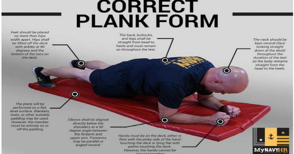 Here are the Navy’s standards for the new forearm planks, rowing events